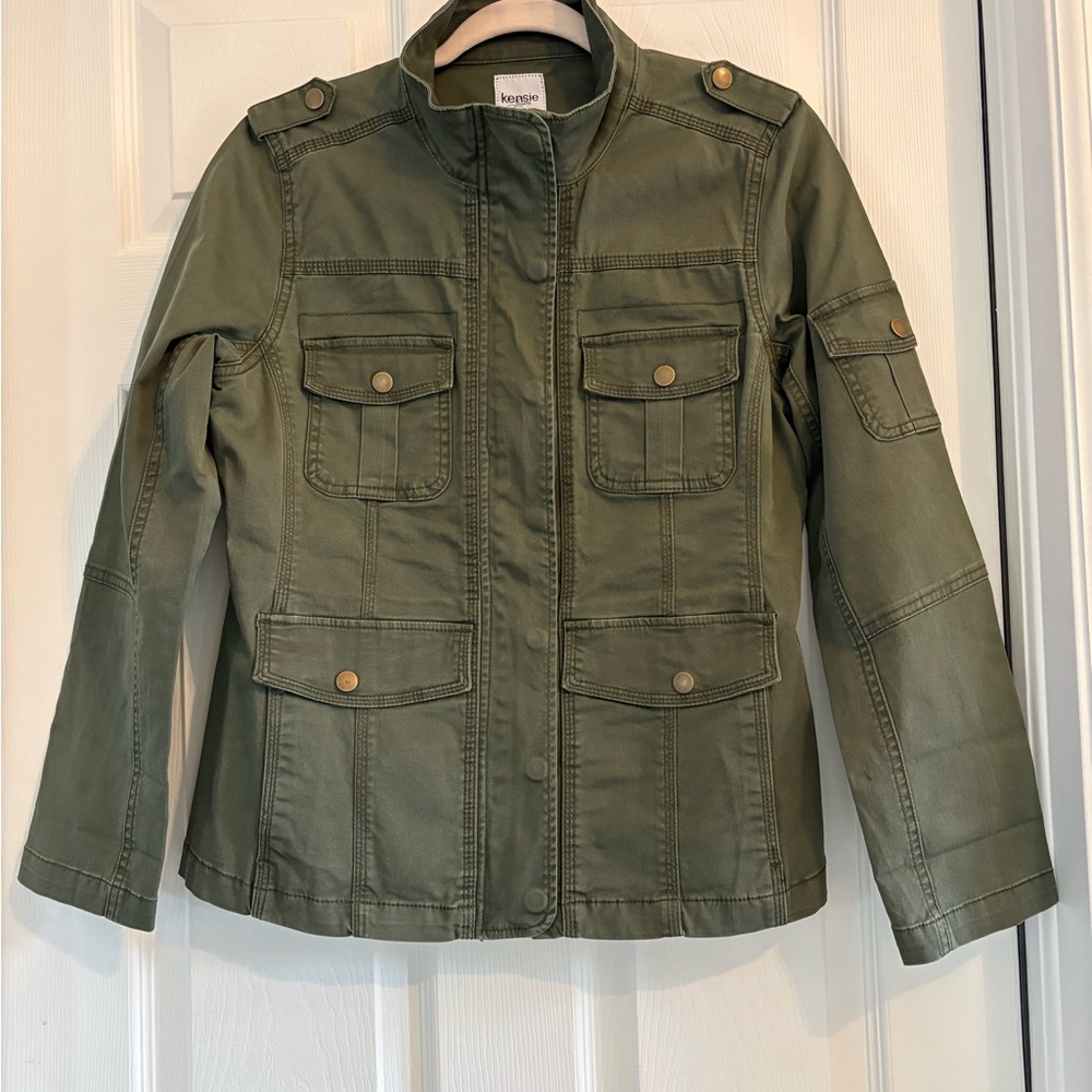 KENSIE WOMENS OLIVE GREEN UTILITY FIELD JACKET, MEDIUM, LIKE NEW - Picture 2 of 6